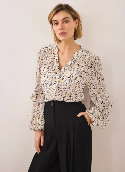 Sale Floral Print Ruffle Blouse Shirts & Blouses