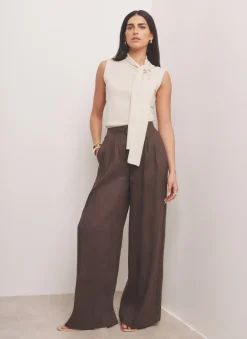 Outlet Metallic Knit Tie Neck Top Knitted Tops|Knitted Tops