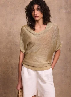 Online Metallic Knit Top Knitted Tops|Knitted Tops