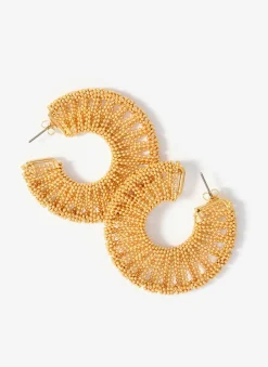 New Tone Beaded Hoop Earrings Jewellery|Jewelry