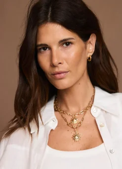 New Tone Double Layered Sun Necklace Jewellery|Jewelry