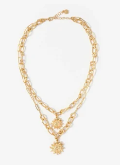New Tone Double Layered Sun Necklace Jewellery|Jewelry