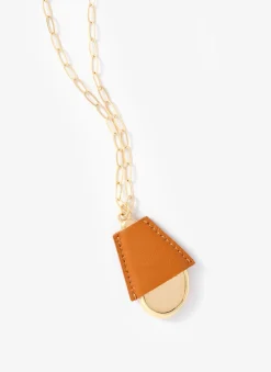 New Tone Faux Leather Cased Pendant Necklace Jewellery|Jewelry