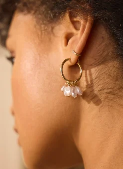 Hot Tone Hoop Mini Pearl Earrings Jewellery|Jewelry