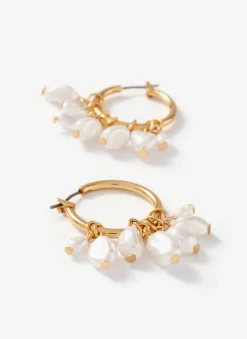 Hot Tone Hoop Mini Pearl Earrings Jewellery|Jewelry