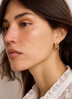 Outlet Tone Mini Double Hoop Pearl Earrings Jewellery|Jewelry