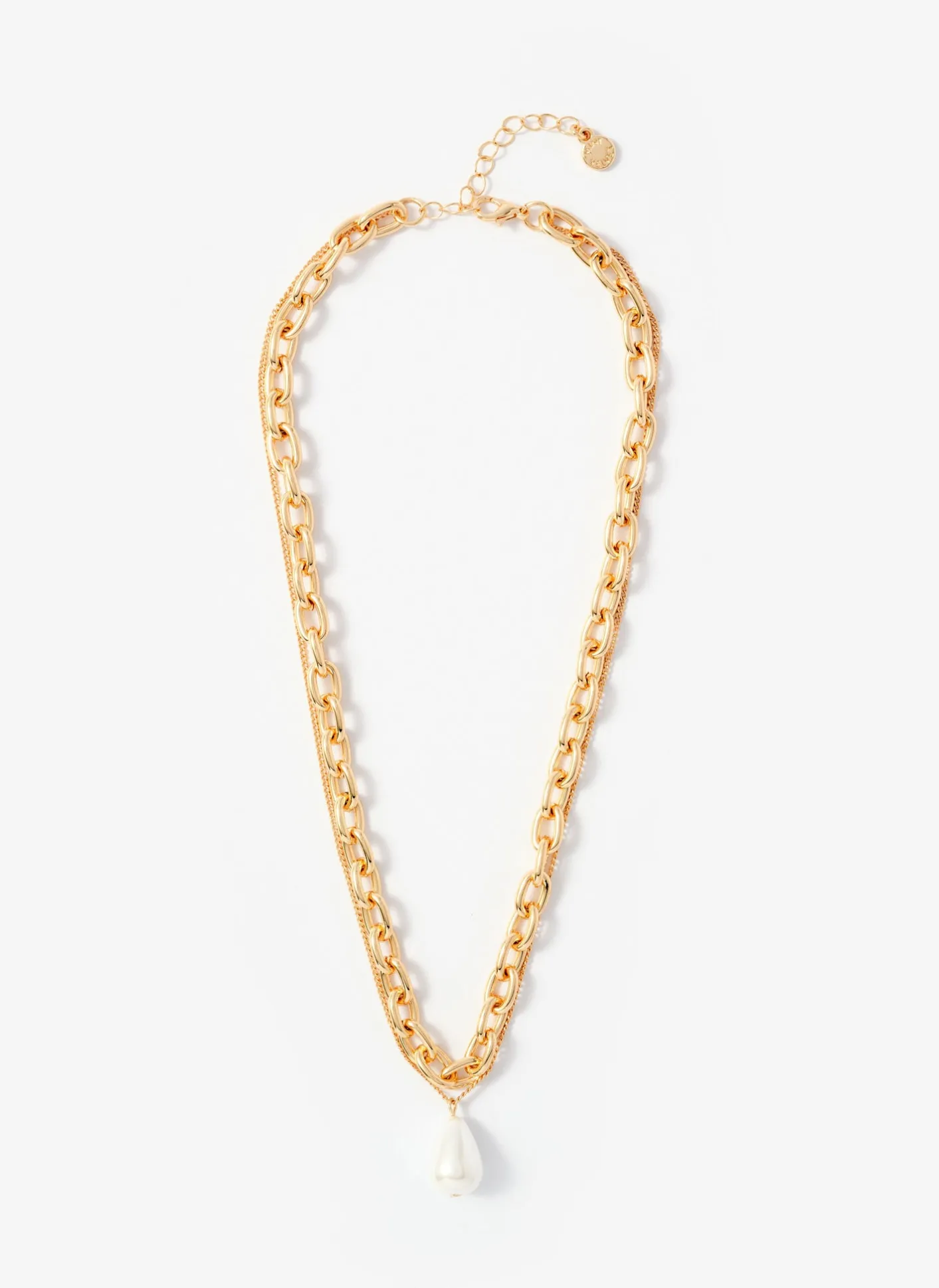 Tone Pearl Drop Double Layered Necklace Jewellery|Jewelry