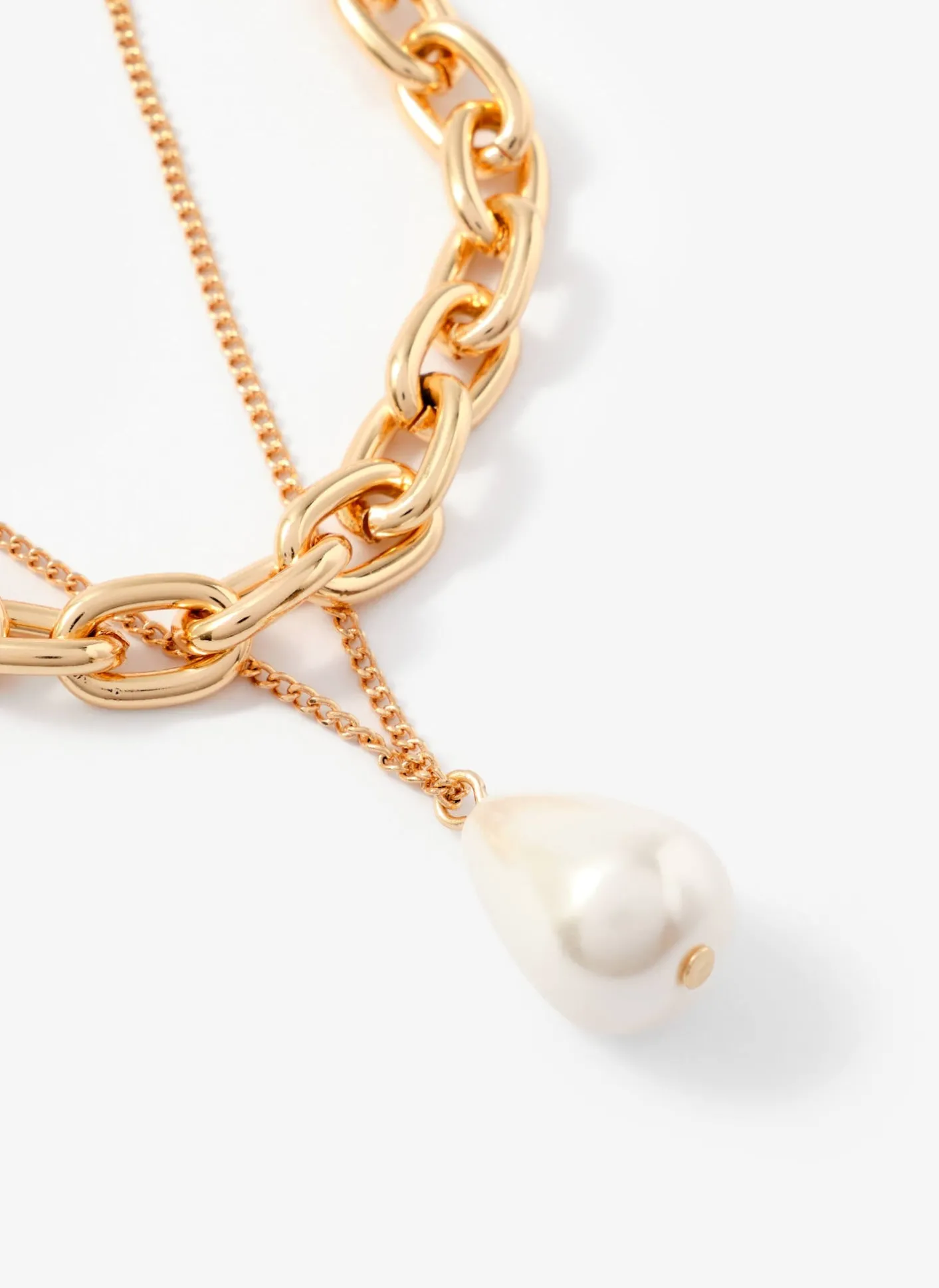 Tone Pearl Drop Double Layered Necklace Jewellery|Jewelry