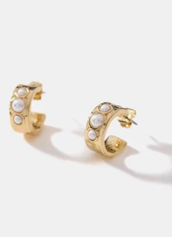 Best Tone Pearl Mini Hoop Earrings Jewellery|Jewelry