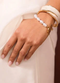 Clearance Gold Tone Pearlescent Bangle Jewellery|Jewelry