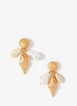 Tone Shell Pearl Drop Earrings Jewellery|Jewelry