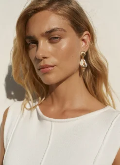 Tone Shell Pearl Drop Earrings Jewellery|Jewelry