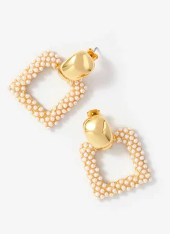 Outlet Tone Statement Square Pearl Earrings Jewellery|Jewelry