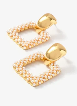 Outlet Tone Statement Square Pearl Earrings Jewellery|Jewelry