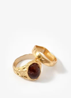 New Tone Two Pack Hammered Rings Jewellery|Jewelry