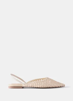 Hot Grace Cream Woven Ballet Flats Flat Shoes