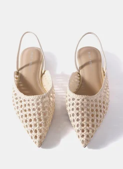 Hot Grace Cream Woven Ballet Flats Flat Shoes