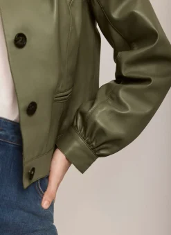 Discount Leather Puff Sleeve Jacket Jackets|Leather & Suede Jackets