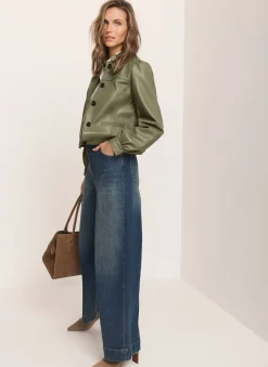 Discount Leather Puff Sleeve Jacket Jackets|Leather & Suede Jackets