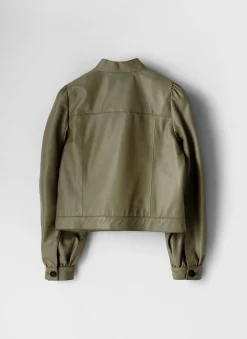 Discount Leather Puff Sleeve Jacket Jackets|Leather & Suede Jackets