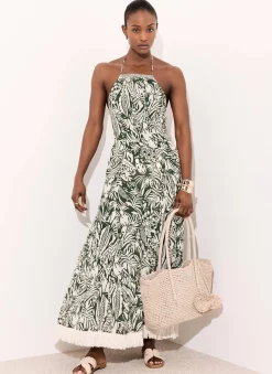 Printed Cotton Halterneck Maxi Dress Summer Dresses|Maxi Dresses