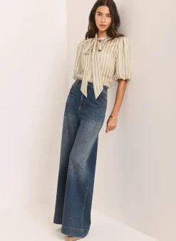 New Striped Puff Sleeve Blouse Shirts & Blouses