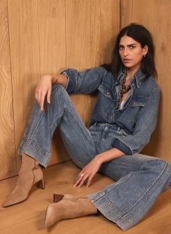 Best Indigo Cropped Denim Shirt Shirts & Blouses