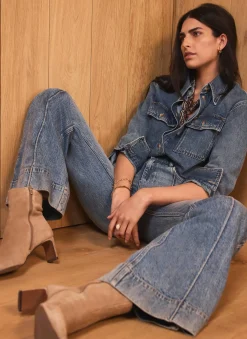 Best Indigo Cropped Denim Shirt Shirts & Blouses