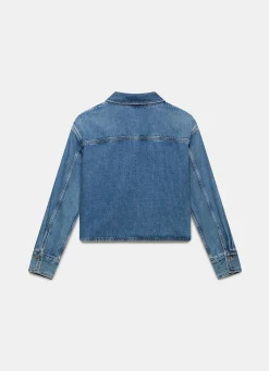 Best Indigo Cropped Denim Shirt Shirts & Blouses