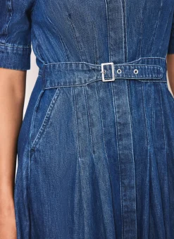 New Indigo Denim Midi Shirt Dress Midi Dresses|Denim Dresses