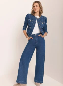 Discount Indigo Denim Plait Detail Wide Jeans Jeans|Wide Leg Jeans