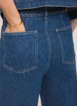 Discount Indigo Denim Plait Detail Wide Jeans Jeans|Wide Leg Jeans