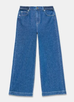 Discount Indigo Denim Plait Detail Wide Jeans Jeans|Wide Leg Jeans