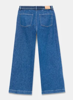 Discount Indigo Denim Plait Detail Wide Jeans Jeans|Wide Leg Jeans