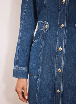 Best Indigo Denim Puff Sleeve Mini Dress Mini Dresses|Denim Dresses