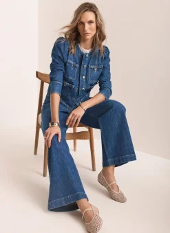 Clearance Indigo Plait Detail Denim Jacket Jackets|Denim Jackets
