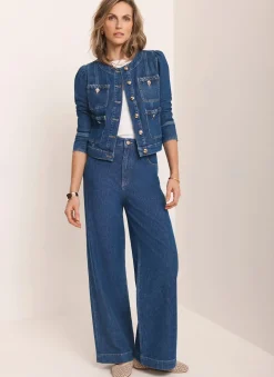 Clearance Indigo Plait Detail Denim Jacket Jackets|Denim Jackets