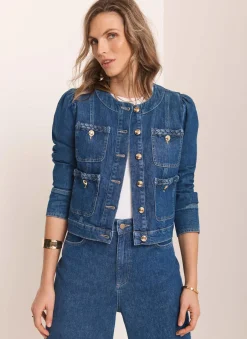 Clearance Indigo Plait Detail Denim Jacket Jackets|Denim Jackets