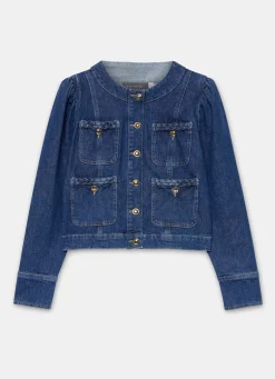 Clearance Indigo Plait Detail Denim Jacket Jackets|Denim Jackets
