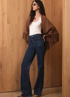 Best Indigo Relaxed Straight Patch Pocket Jeans Flared Jeans