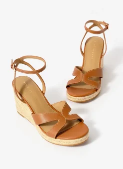 Sale Jase Tan Leather Espadrille Wedges Heels|Heels