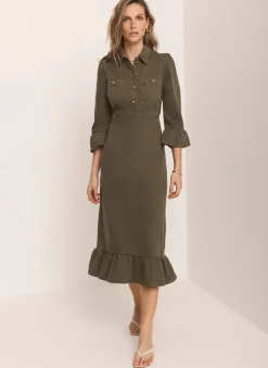 Best Denim Midi Shirt Dress Midi Dresses|Denim Dresses