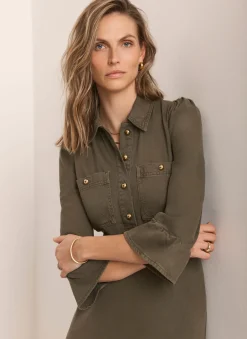 Best Denim Midi Shirt Dress Midi Dresses|Denim Dresses