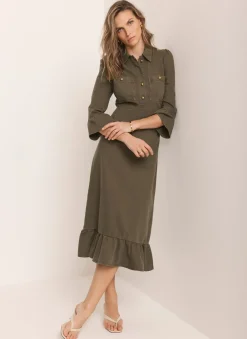 Best Denim Midi Shirt Dress Midi Dresses|Denim Dresses