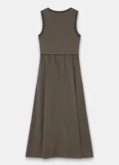 Hot Ruched Trim Cotton Midi Dress Summer Dresses|Midi Dresses
