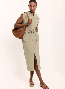 Hot Satin Utility Midi Dress Summer Dresses|Midi Dresses