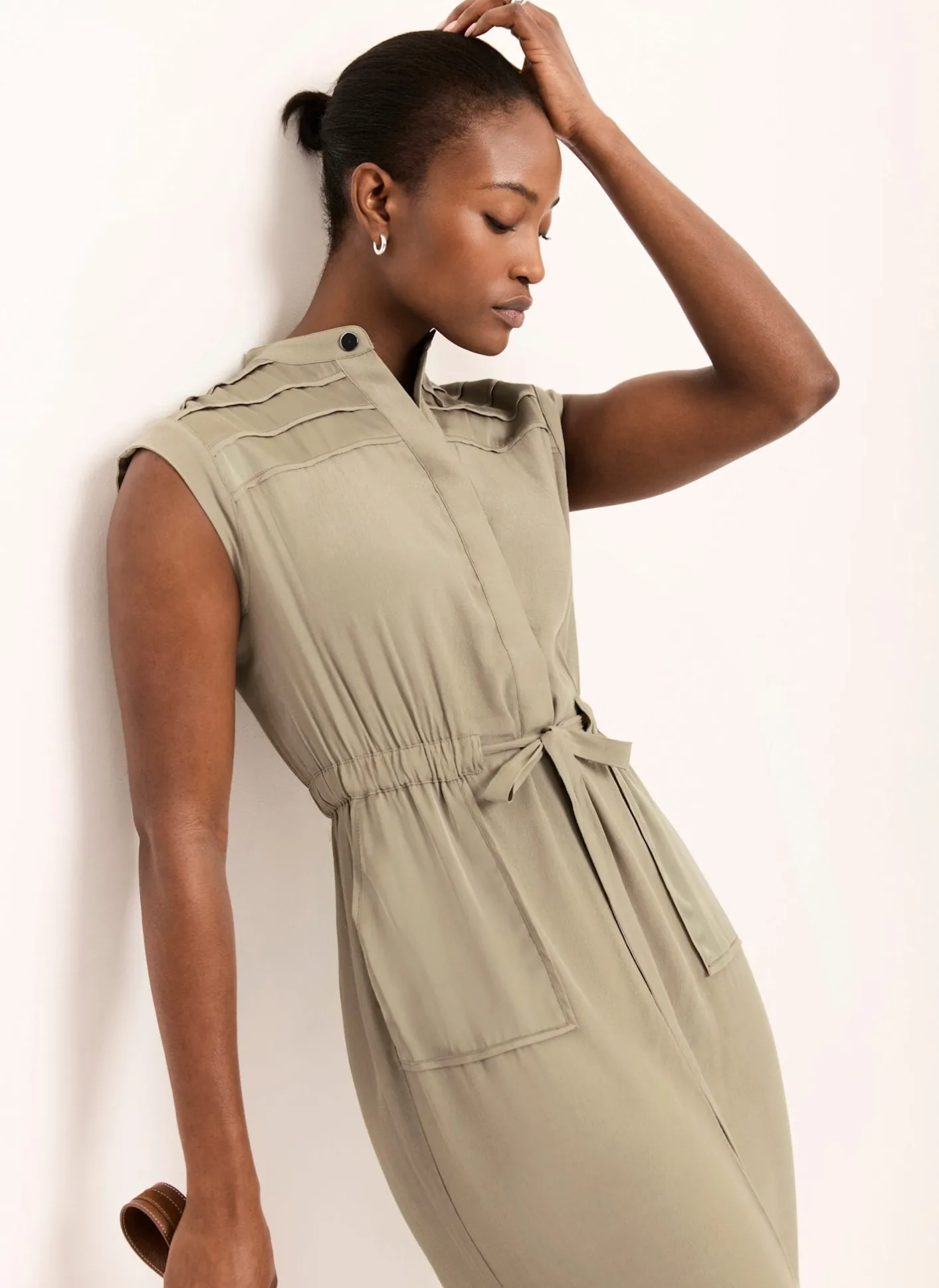 Hot Satin Utility Midi Dress Summer Dresses|Midi Dresses