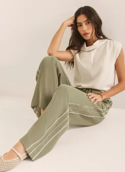 Scallop Side Stripe Wide Trousers Wide Leg Trousers|Trousers