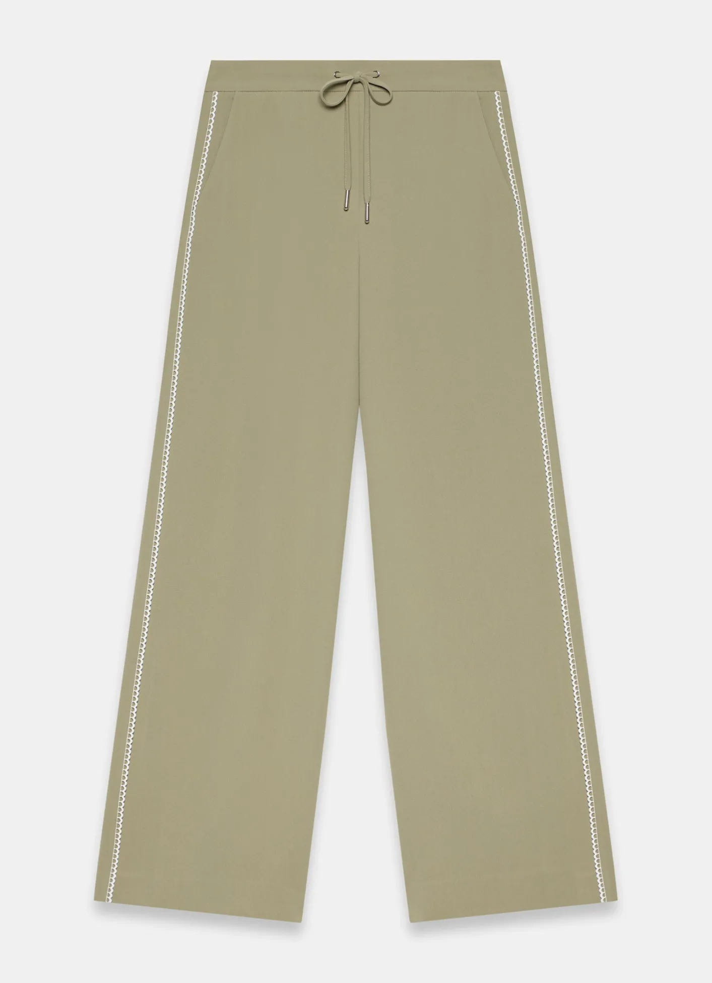 Scallop Side Stripe Wide Trousers Wide Leg Trousers|Trousers