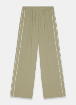 Scallop Side Stripe Wide Trousers Wide Leg Trousers|Trousers